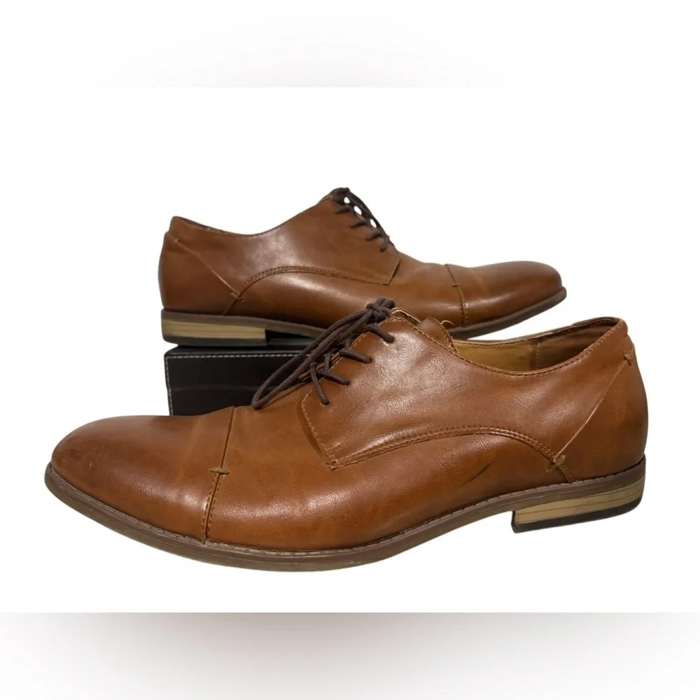 Sonoma Shoes Men’s 12M Brendan Dress Derby Oxford Brown Faux Leather Lace Up